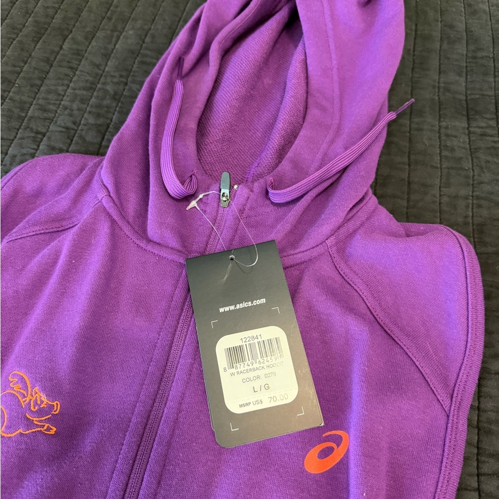 ASICS Purple Hoodie Vest with Orange Logo